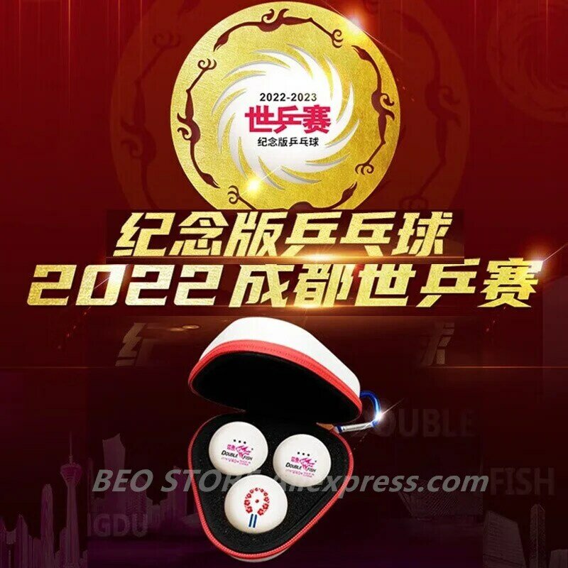 Double Fish – balle de Tennis de Table 3 étoiles, champions du monde 2022, édition limitée, Double Fish 3 étoiles V40 + balles de Ping-Pong