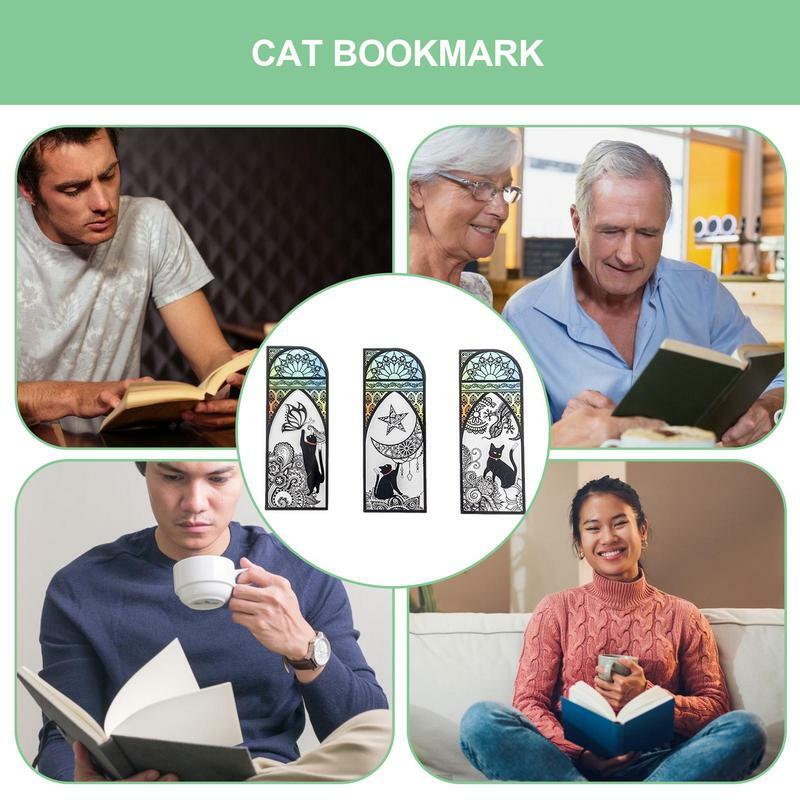 Marque-pages de lecture de chat pour le nettoyage, marqueur de page portable, marque-pages de livre rétro, cadeaux de vacances, 6 pièces