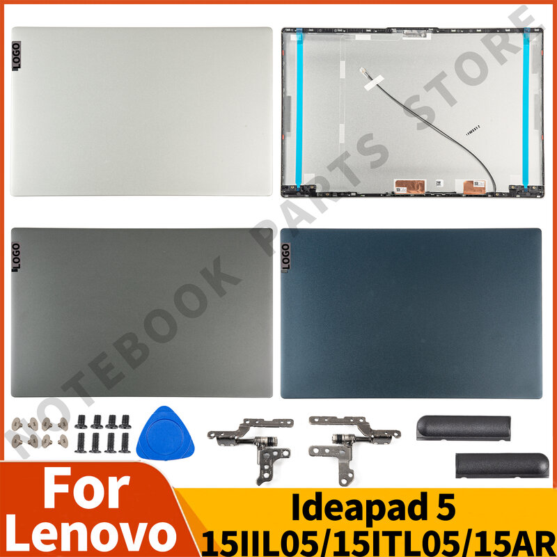 Tampa traseira do LCD para Lenovo Ideapad 5, moldura dianteira, dobradiças, tampa traseira, caixa superior substituir, 15IIL05, 15ARE05, 15ITL05, 15ALC05, 2020, 2021, Novo