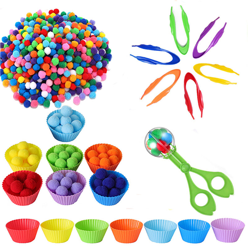68/109 delle abilità motorie fini dei bambini che imparano a contare i giocattoli colorati giochi di smistamento della palla di peluche giocattolo per la prima educazione Montessori