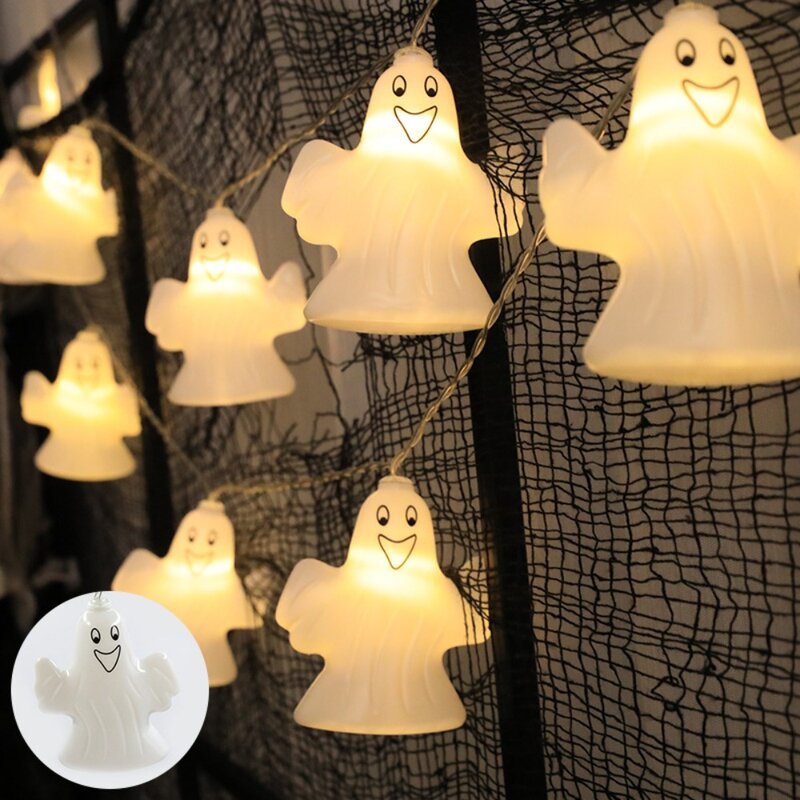 Ghost Festival LED String Lights, Iluminação Noturna, Terror, Lâmpada Atmosfera, Versão Bateria, Halloween, Fairy Lights