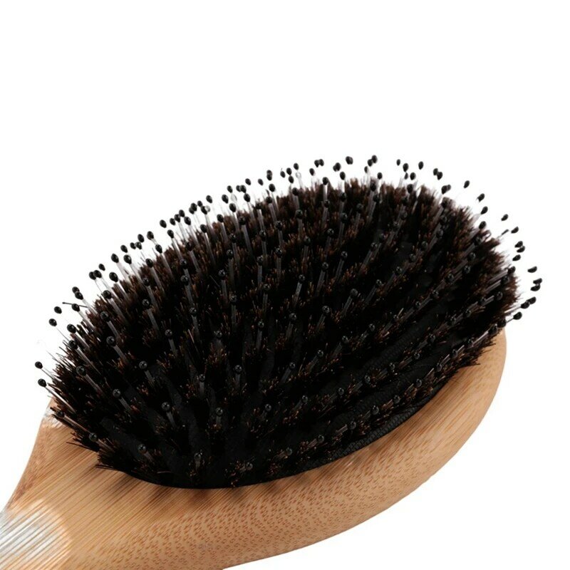 Javali cerdas cabelo escova com nylon pinos, bambu remo, Detangler escova, 20X