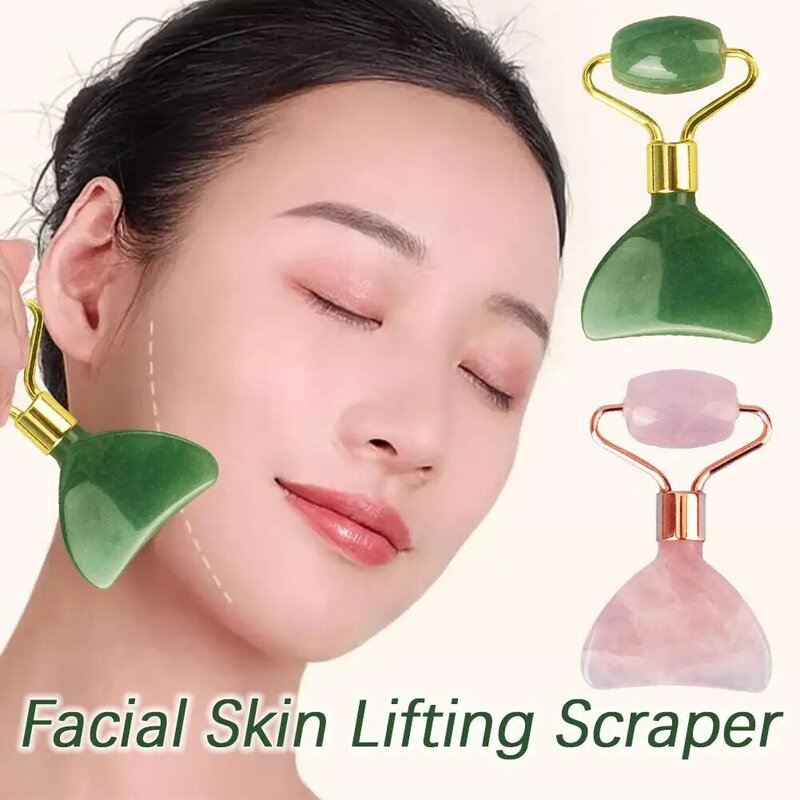 Raspador para Lifting de la piel Facial, rodillo de Jade Natural antiarrugas, masajeador de cuello Gua, tablero de raspado Facial, masaje Ma I7Y9