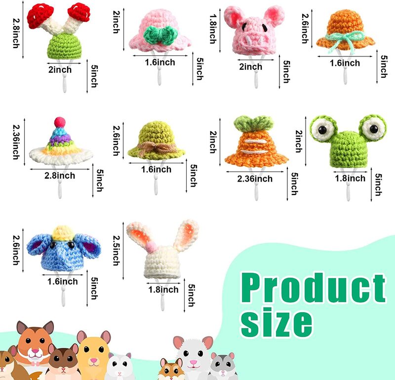 Mini sombrero de lana hecho a mano para mascotas, suministros creativos para mascotas, joyería de punto, DIY