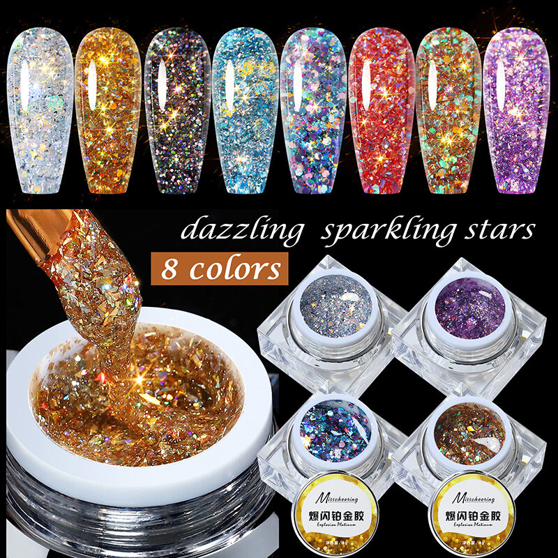 Flash esmalte de uñas de Gel Platino, lámina de esmalte de uñas, espuma de Color de vidrio, manga de esmalte de uñas para salón de uñas
