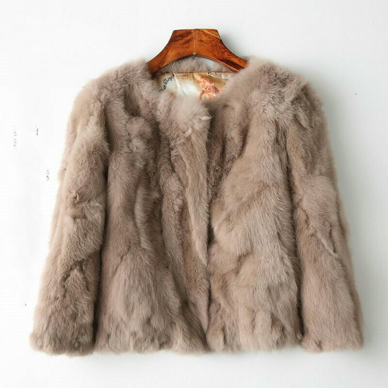 Women 2024 New Style Real Fur Coat Natural  Jacket Female Winter Warm Leather Rabbit   High Quality  Woman 