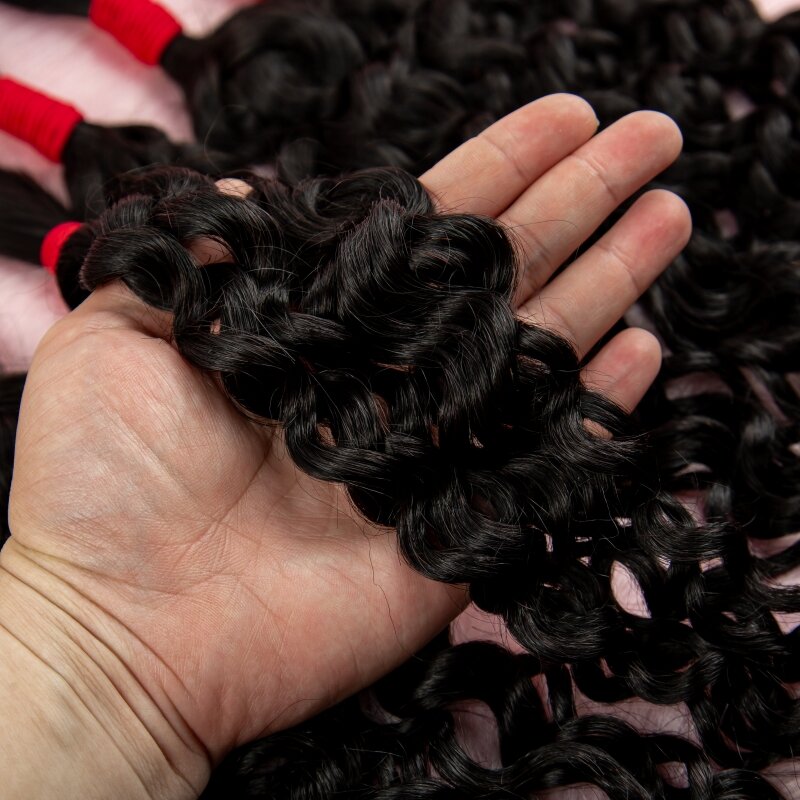 Vingin-編組用の人間の髪の毛のバルク,水の波,バルクのエクステンション,自然な色,処理なし,100%,24インチ,26インチ