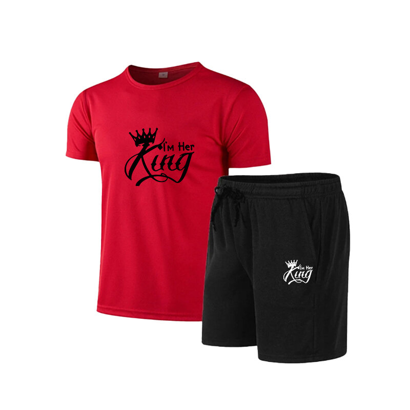 Спортивный костюм мужской хлопковый для фитнеса, комплект спортивной одежды в стиле хип-хоп, футболка с коротким рукавом и шорты, мешковатый повседневный комплект из 2 предметов, на лето