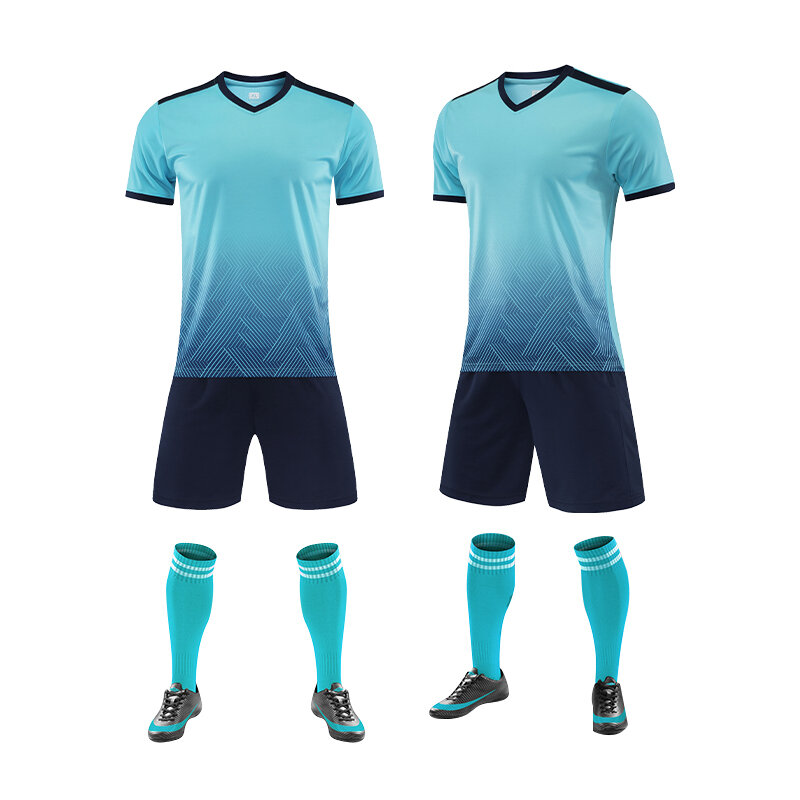 Conjunto de calções e camisola de futebol respirável masculino, estampa, uniforme de treino, fitness, manga curta, verão, 2022