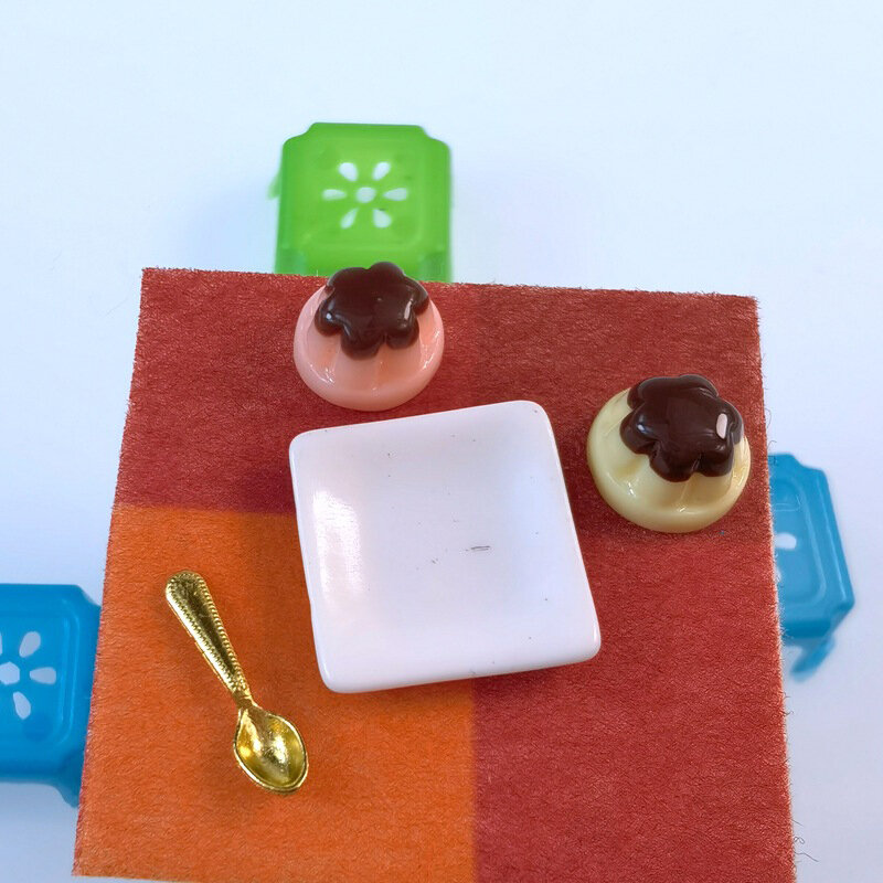 1 مجموعة 1:12 دمية مصغرة الفواكه بودنغ مع ملعقة محاكاة الغذاء نموذج لعب ل دمية صغيرة الديكور اكسسوارات