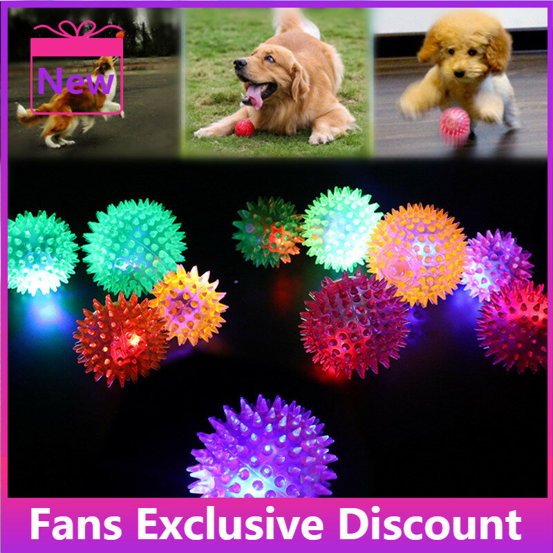 2021 gorąca sprzedaż nowe zabawki dla psów kolorowe świecąca obroża dla psa żuć gra zabawka gumowa piłka losowy kolor małe zwierzęta domowe