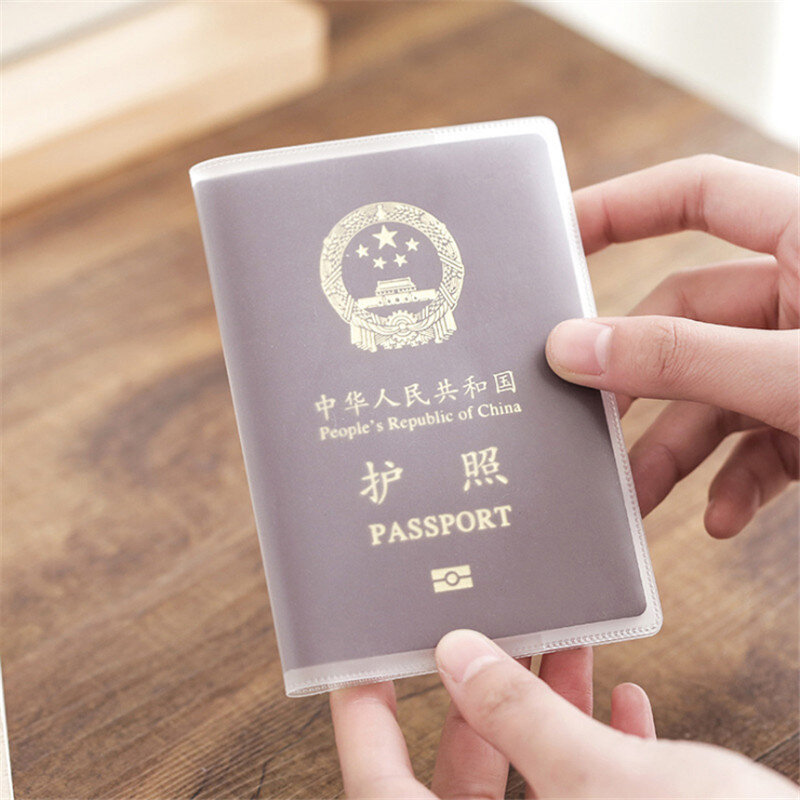 3ชิ้นผ้าคลุมหนังสือเดินทางกันน้ำ PVC โปร่งใสธุรกิจกระเป๋าใส่พาสปอร์ตช่องใส่เอกสารบัตรเครดิตป้องกัน