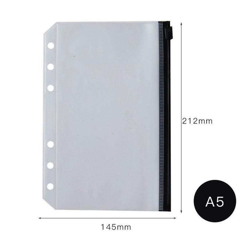 A6/A5 Binder Pocket File Organizer Storage Folder Transparent PVC Loose Leaf Pouch with Self-Styled Zipper Filing Binder