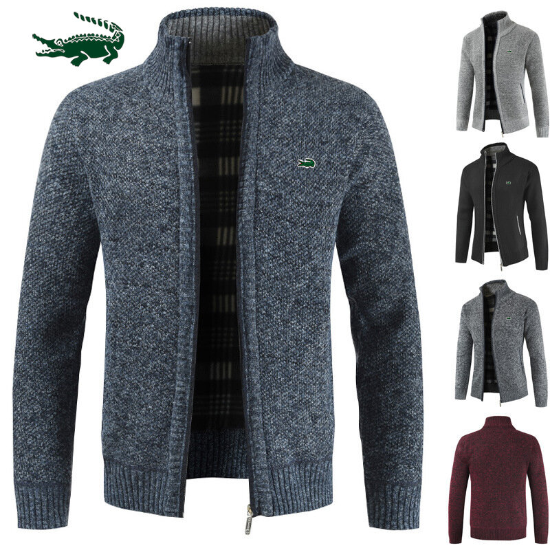 Chaqueta de algodón para hombre, abrigo grueso y cálido con cremallera y cuello levantado, ajustado, otoño e invierno, novedad de 2023