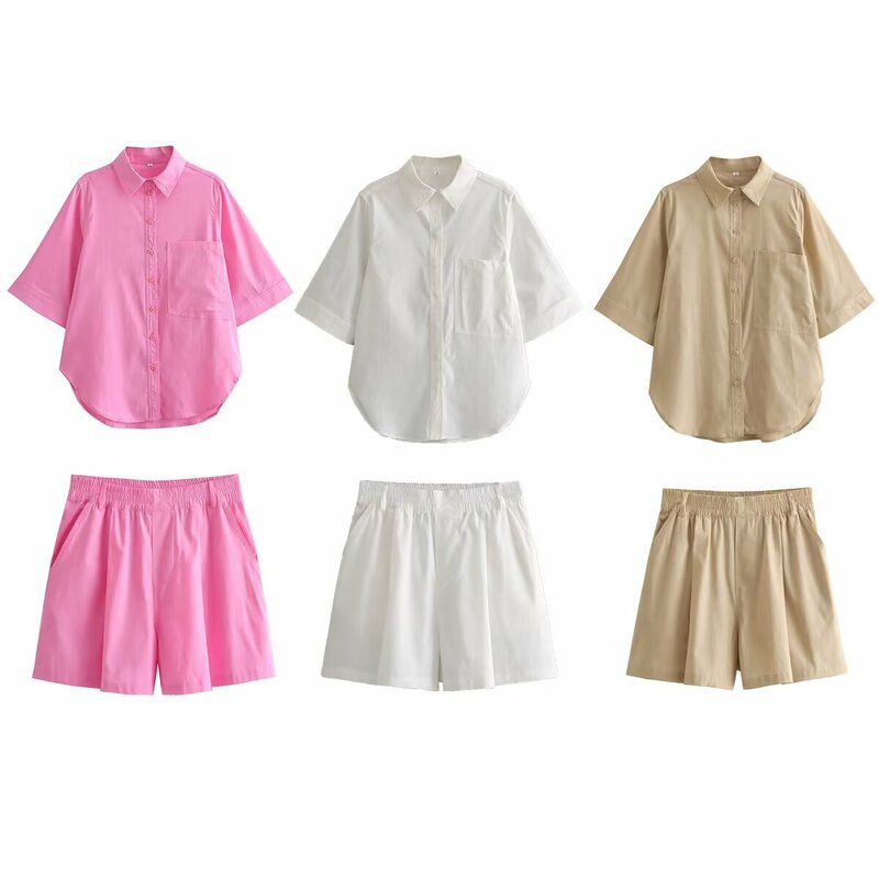 Camisa informal de mezcla de lino para mujer, camisa de manga corta retro con botones, decoración de Bolsillo grande, top elegante, nueva moda