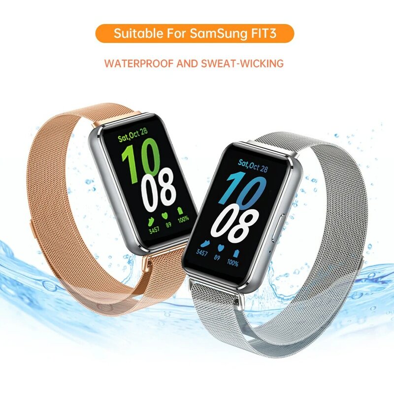 Bracelet magnétique pour Samsung Galaxy Fit 3, boucle milanaise, bracelet en acier inoxydable, accessoires de bande