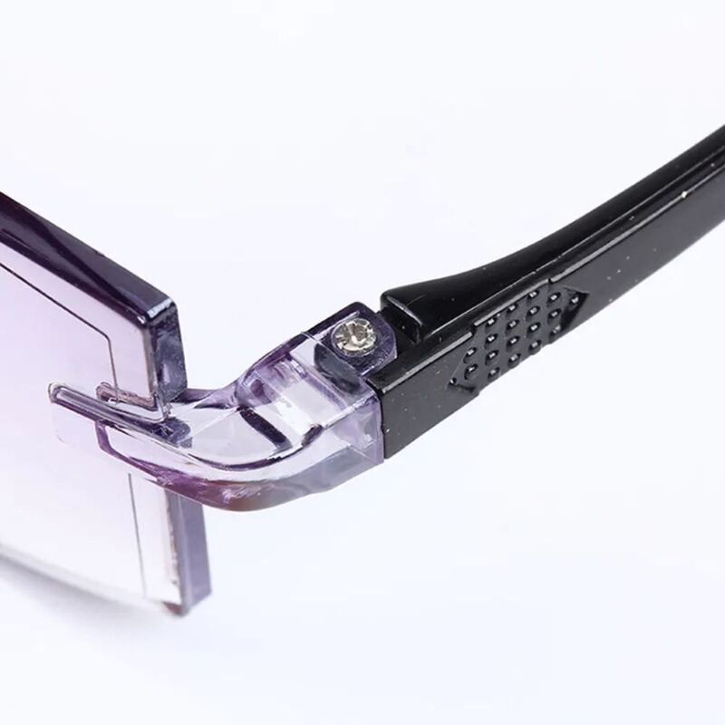 다초점 다이아몬드 컷 이중 초점 독서 안경, 4 쌍 강도: 1.0 ~ 4.0x 직사각형, 검정 + 파랑 노안 안경