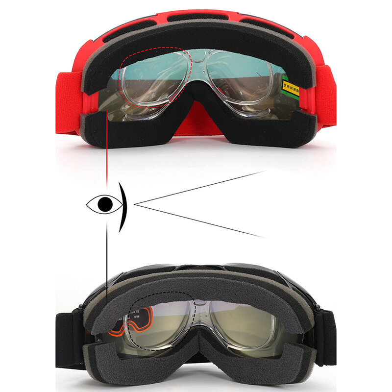 Prescrição Ski Goggles Rx Insert adaptador óptico Bendable motocicleta Goggles