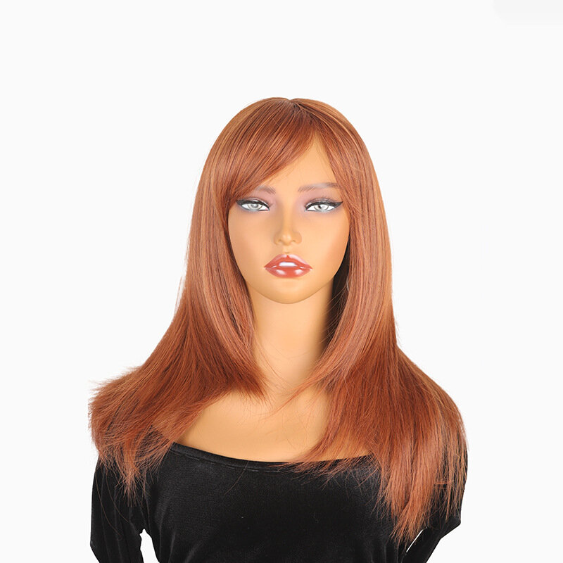 SNQP 46cm Medium Straight Hair Wig Natural Looking Fashion New Stylish Hair Wig for Women Daily Cosplay Party Heat Resistant