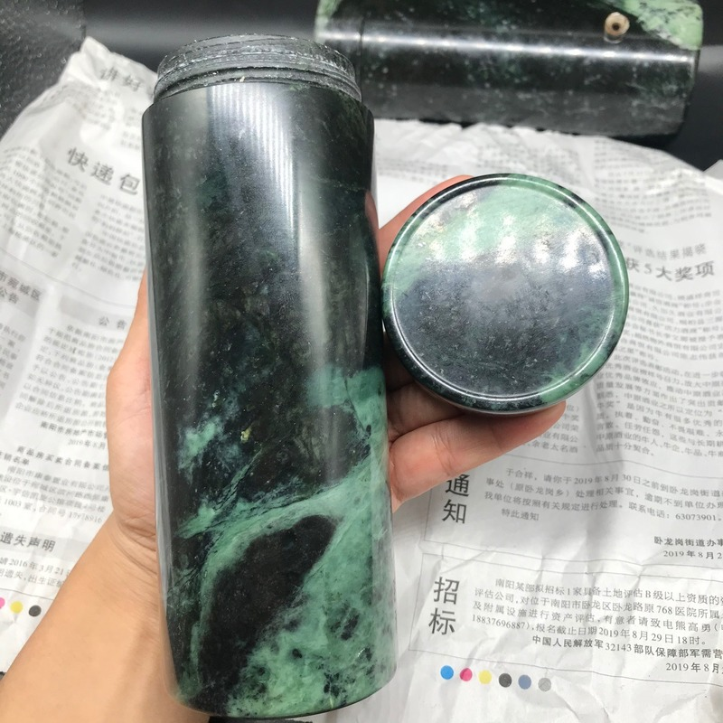 Чашка-термос из натурального тибетского нефрита, с магнитной чашкой
