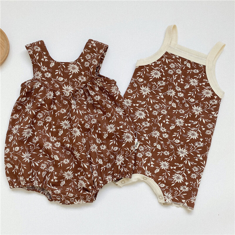 Vestiti estivi della neonata pagliaccetto floreale della neonata senza maniche tute neonato in morbido cotone abiti abbigliamento infantile