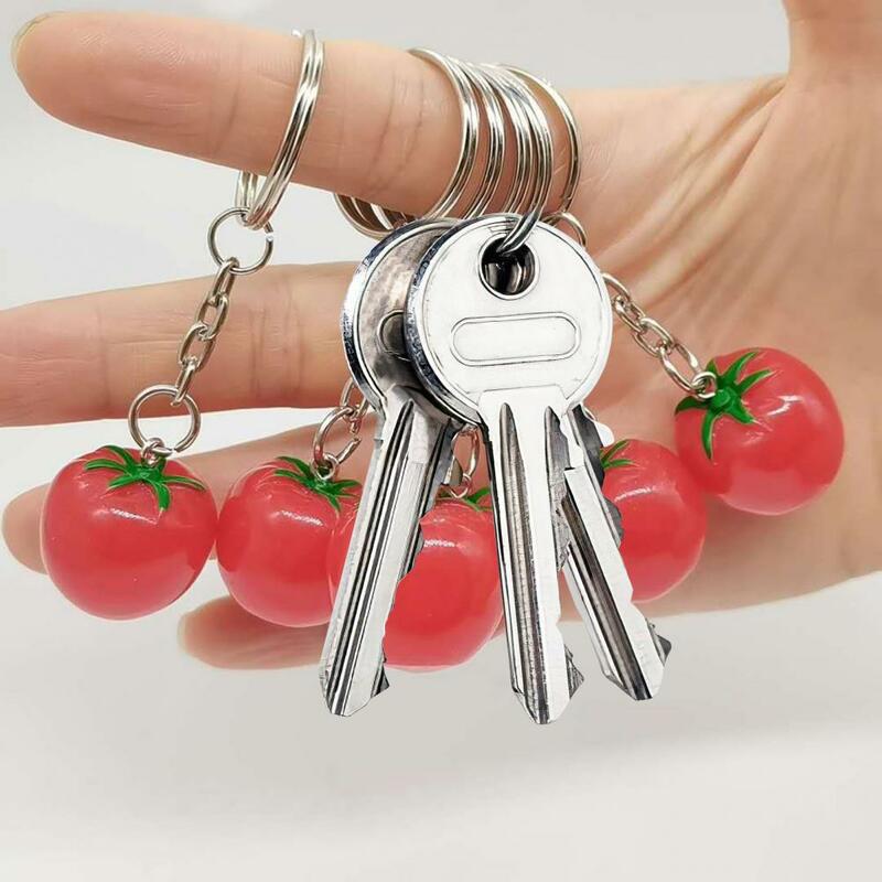 Pendentif de tomate simulé en clé, plante de polissage 3D, accessoire de sac à main mignon, 2 pièces