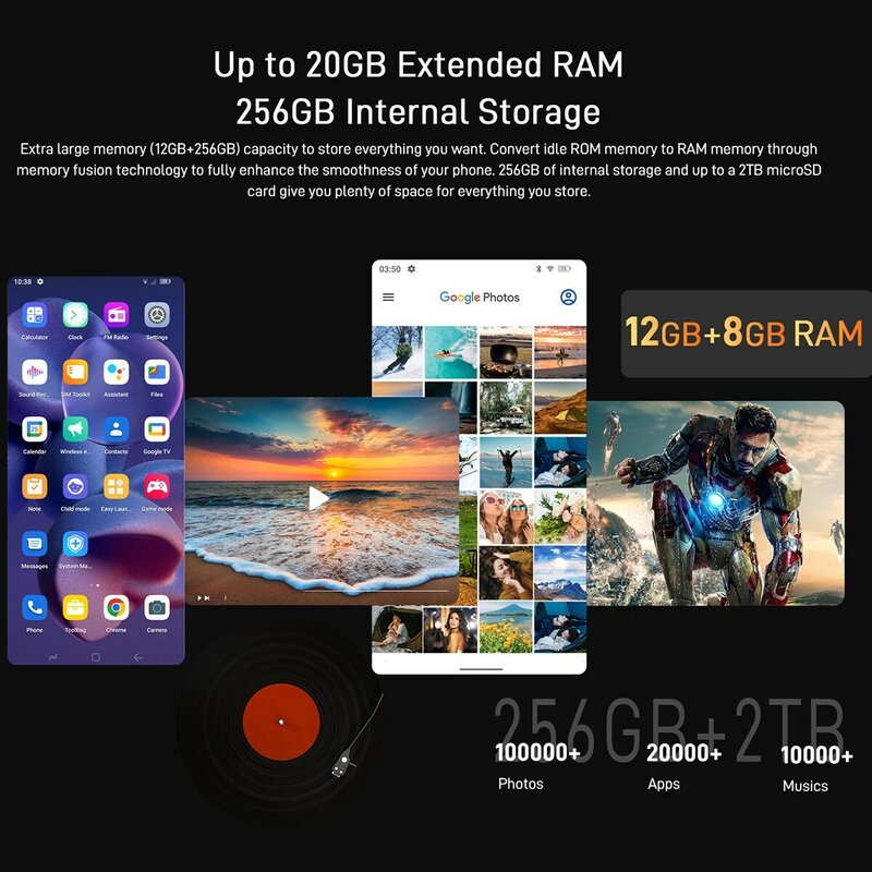 DOOGEE V Max 견고한 휴대폰 5G, 12GB + 256GB 6.58 인치 FHD + 디스플레이, 22000mAh 33W 108MP 카메라 치수 1080 NFC 스마트폰 안드로이드