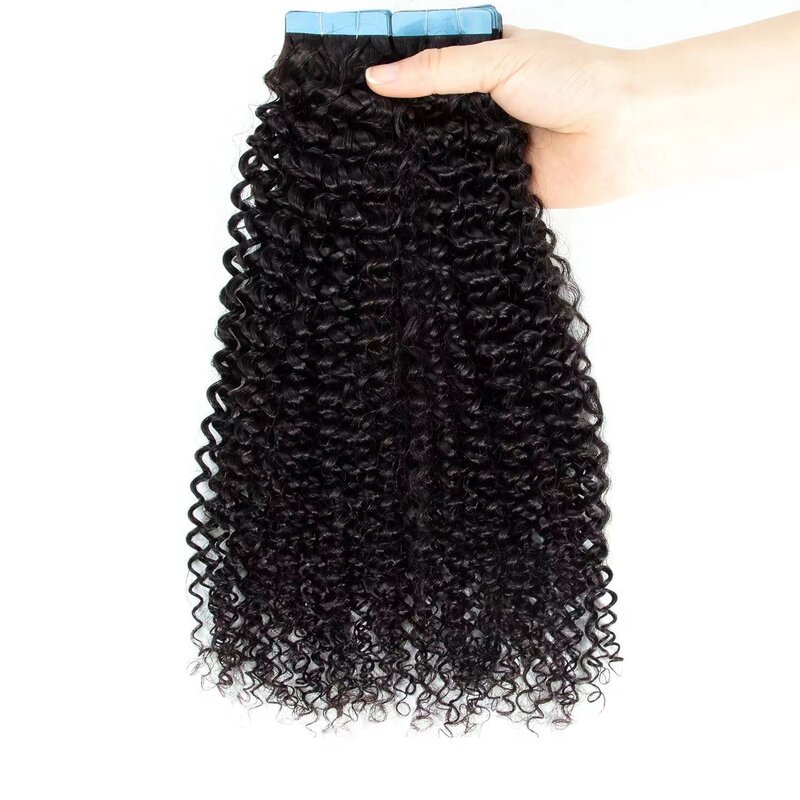 Кудрявые ленты для наращивания Человеческие волосы Remy кудрявые ленты для наращивания 14-26 дюймов кудрявые волосы Бриджи 50 г/20 шт./Упаковка # 1B