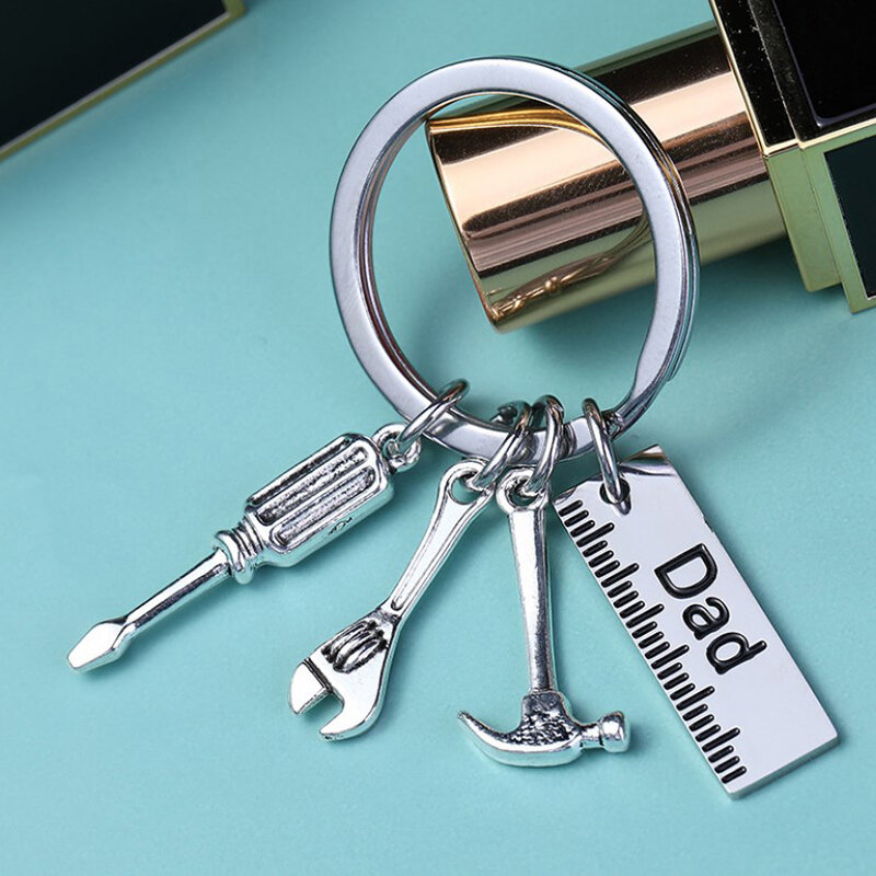 Father's Day Gift DIY Stainless Steel Key Ring Dad Hammer Screwdriver Wrench Dad's Tool