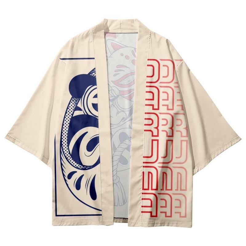 Fashion Streetwear Dharma Egg Print Traditional Kimono Casual Men Women Cardigan Cosplay Shirts Harajuku Japanese Samurai Haori