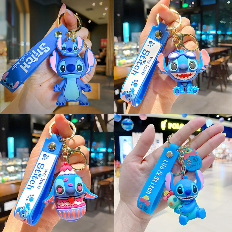 Lilo & Stitch Cartoon PVC Schlüssel bund Disney Kawaii Stich Tasche Anhänger männliche und weibliche Auto Schlüssel anhänger für Kinder Geburtstags geschenke