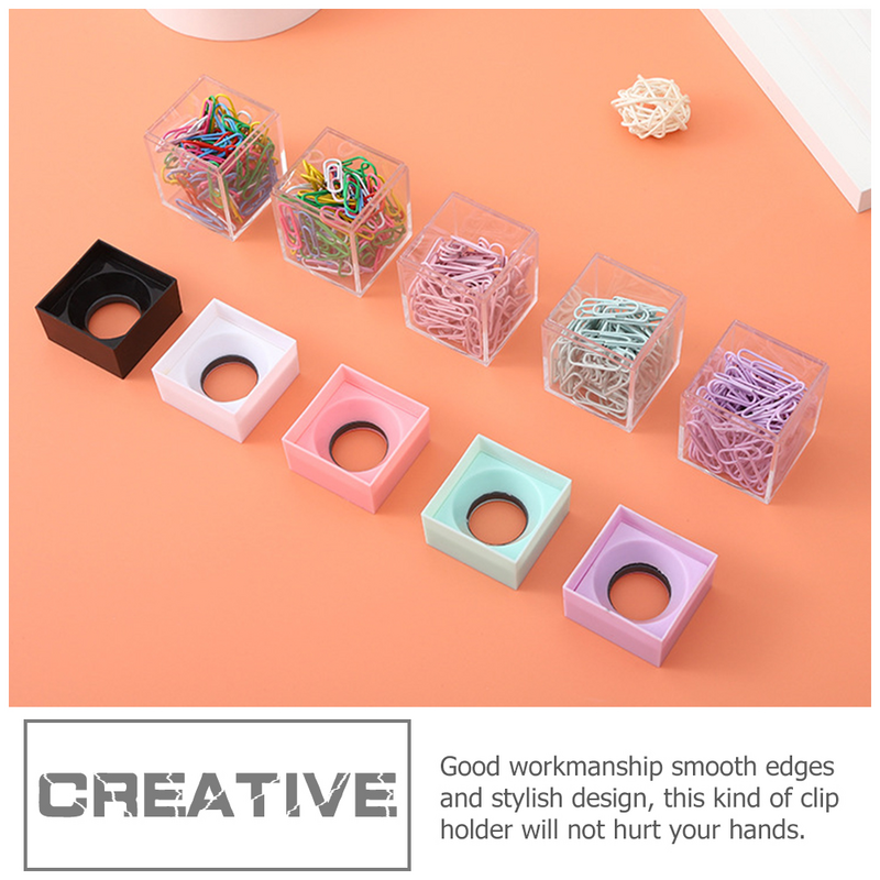 Cabilock Paper Clip Storage Bucket Plastic Paper Holder Clear Organizer Box Clear Container Magnetic Paper Clip Holder Paper