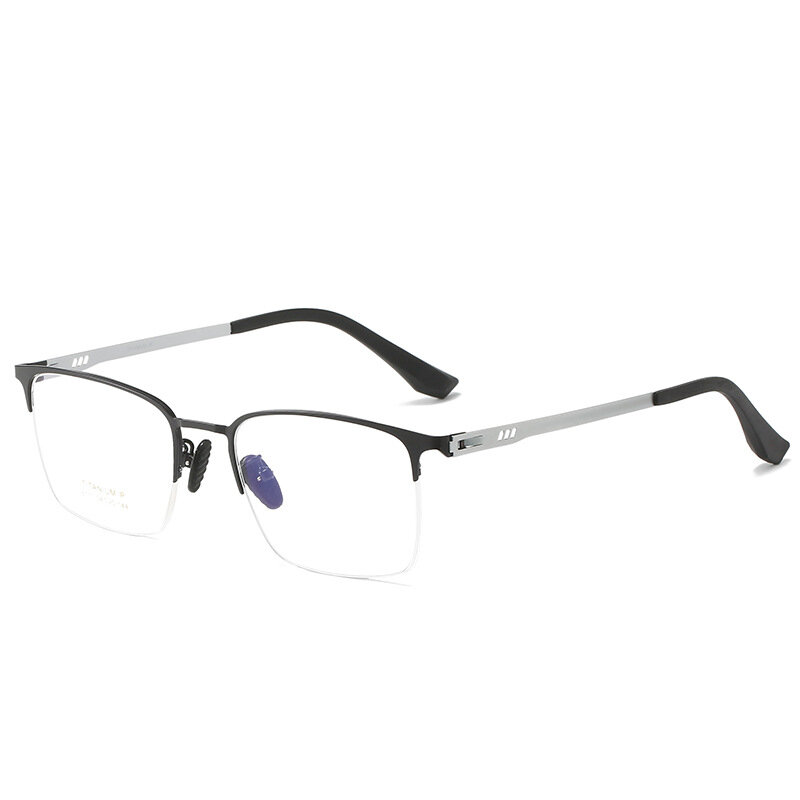 Pria setengah bingkai non-sekrup Titanium non-magnetik dengan kacamata miopia pilihan ultra-ringan