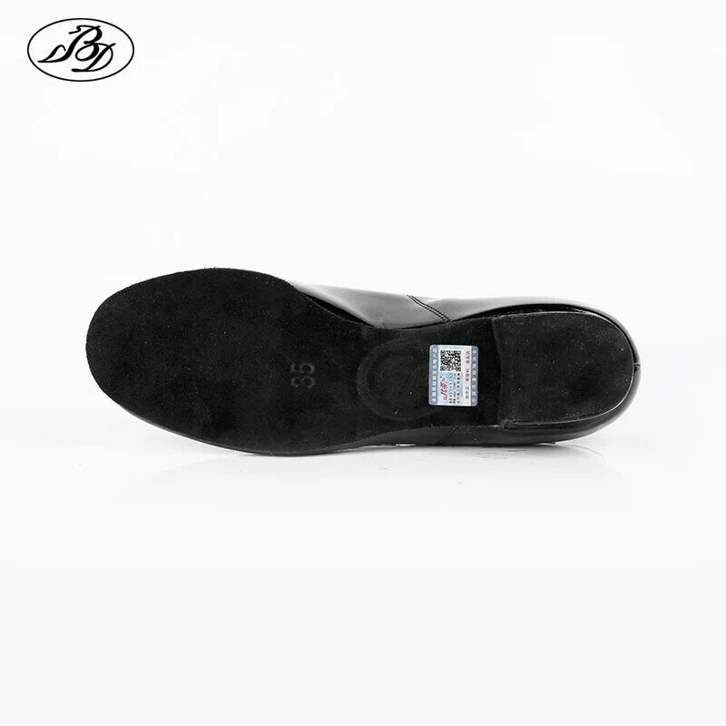 Zapatos de baile estándar BD702 para niños, calzado de baile recto negro, zapatos de baile de salón, Vals, Tango, Foxtrot, Quickstep