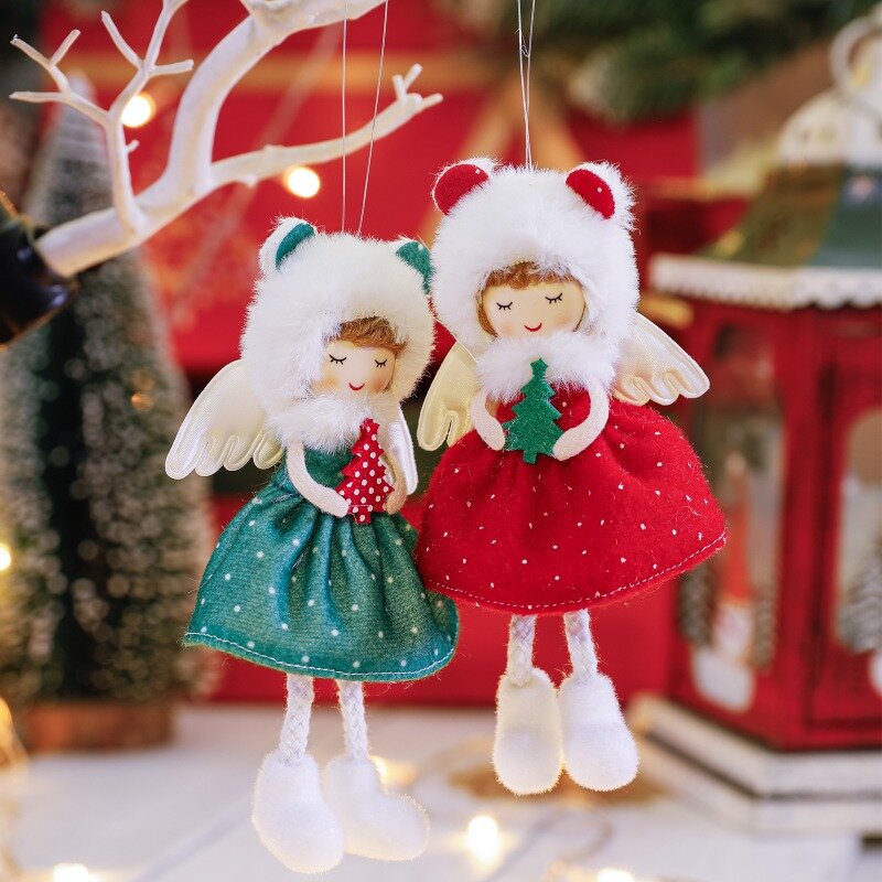 クリスマスの装飾のための天使の形をした装飾品,人形,家庭用,クリスマスの木,かわいいペンダント,子供へのギフト