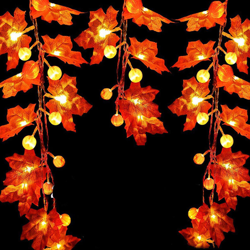 LED Light String Halloween Yard Decoration Lamp Thanksgiving Party Lighting, 40 LED, 6m, Flash, Pumpkin