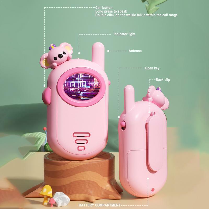 Walkie-talkies con diseño de Koala para niña, Radio de dibujos animados, juguetes de regalo, rango de 3 km, fácil de usar, juguete Adorable, operado por batería portátil duradero