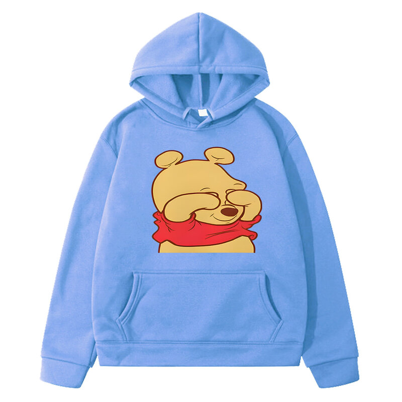 Winnie beruang hoodie kartun anak laki-laki dan perempuan, Sweatshirt berkerudung saku jaket musim gugur mantel pullover pakaian lengan panjang kartun