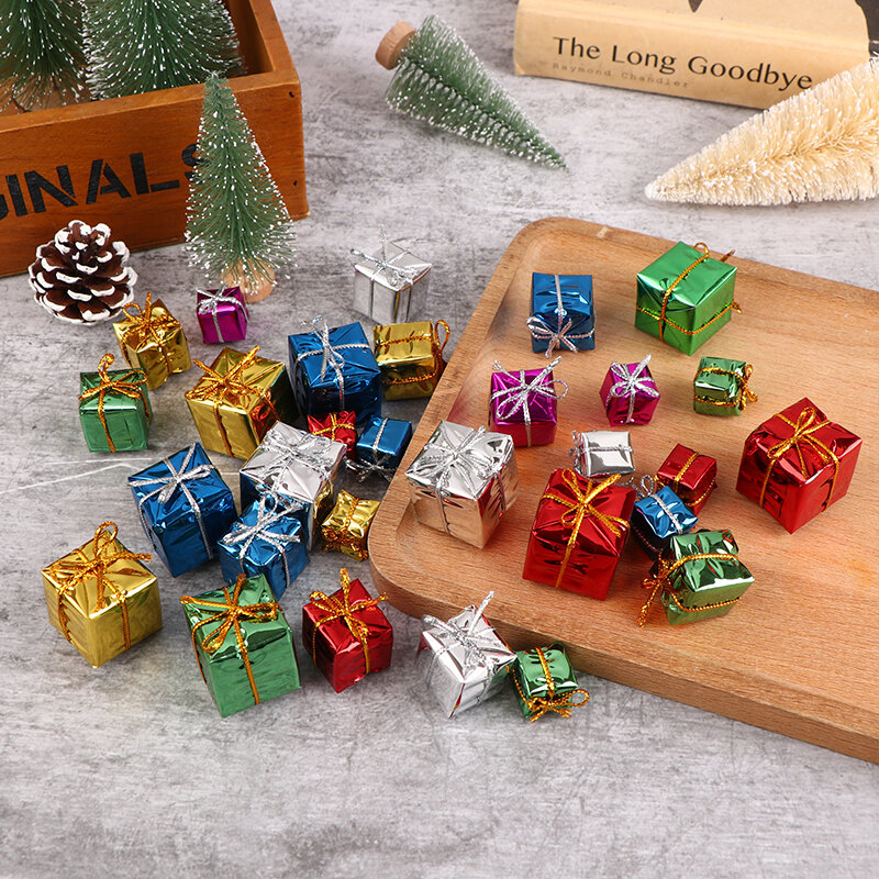 10 buah miniatur rumah boneka kotak hadiah Natal mainan berpura-pura dekorasi furnitur rumah boneka Mini