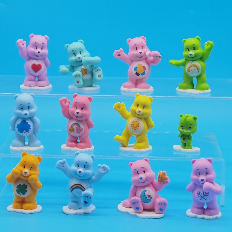 12pc słodki uroczy niedźwiadek animowany Anime uroczy niedźwiadek animowany figurki Anime Model dla dziewczynek prezent zabawny prezent dla akcesoria dla zwierząt dzieci