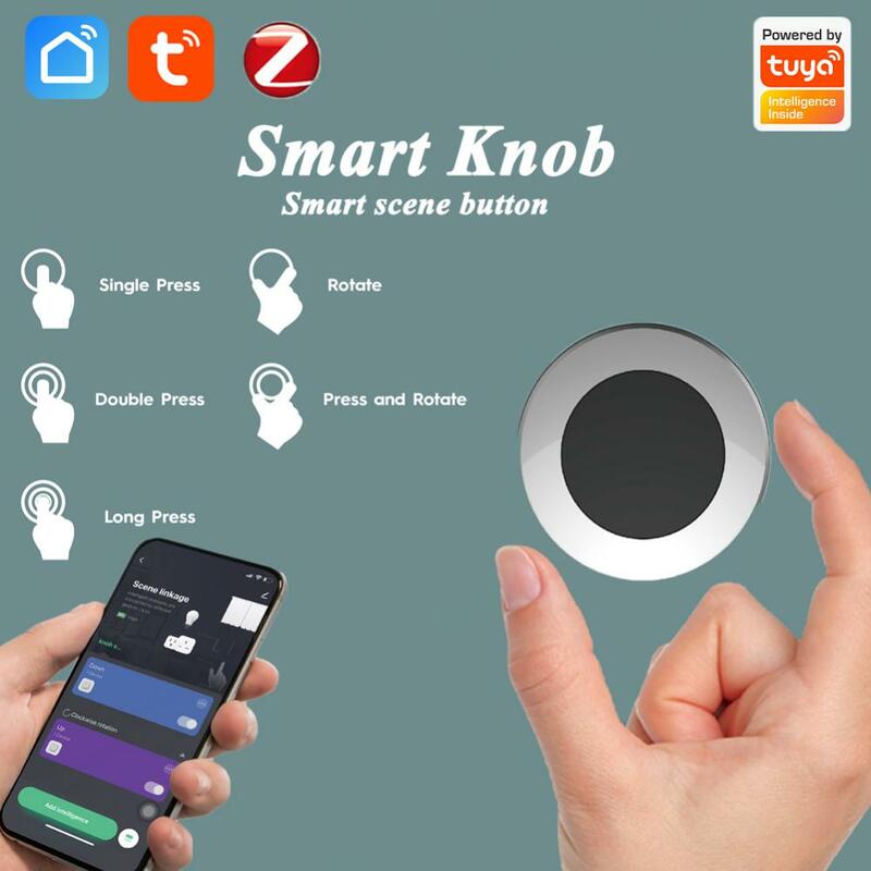 Tuya ZigBee Smart Knob Switch Wireless Scene Switch Button Controller Battery Powered Auto Scenario for Tuya Smart Home Devices