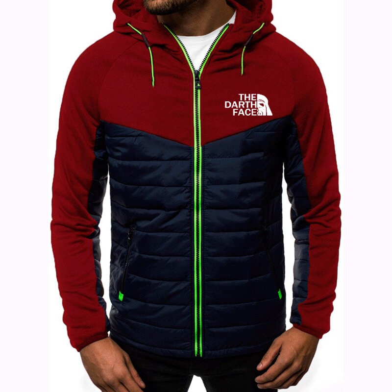 Autunno inverno piumino con cappuccio THE DARTH FACE Logo Print piumino da uomo Logo personalizzabile giacca calda da uomo comoda