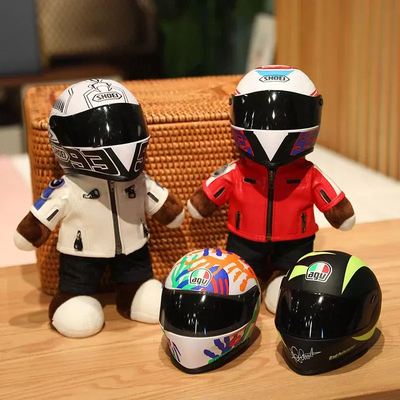 30cm Cute Motorcycle Teddy Bear Wear casco bambola di pezza Cool Racing Bear con giacca casco Decor per moto bici elettrica