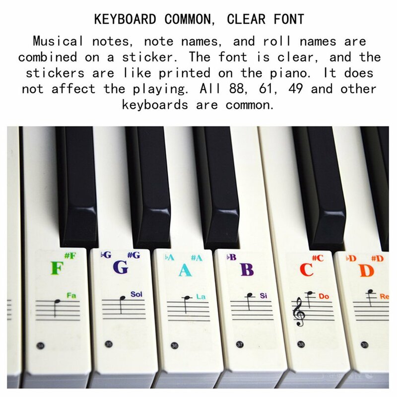 1 комплект наклеек на клавиатуру пианино наклейки на ноты съемные пленки на 88 клавиш музыкальные ноты полный набор самостоятельного обучения красочные наклейки