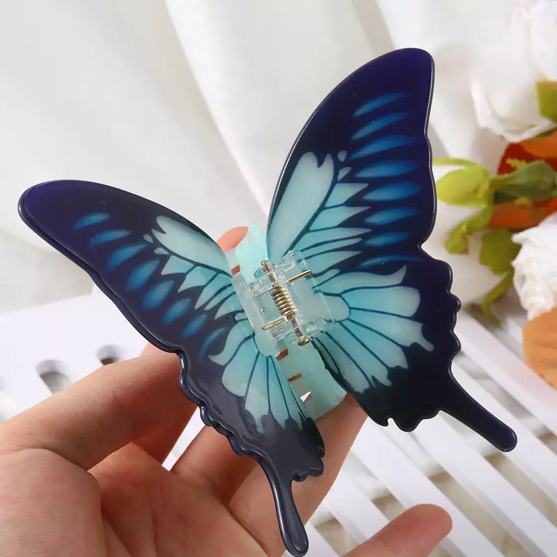 Muweordy New French Butterfly Hair Claw Gradient Tie-Dye Clip artiglio in acetato bella Clip per capelli granchio accessori per capelli per ragazze