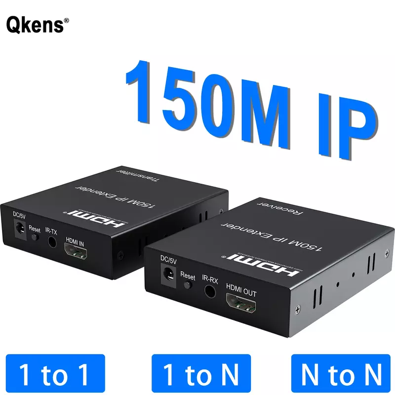 جهاز إرسال واستقبال فيديو إيثرنت ، موسع HDMI فوق IP ، TCP ، Rj45 ، Cat5e ، كابل Cat6 ، N إلى N بواسطة مفتاح الشبكة ، P ، m