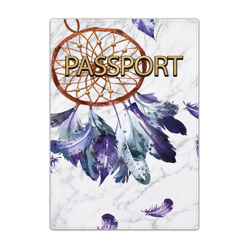 Feather Series Map Passport Cover Wallet Bag Letter New Unisex Pu Leather Id Address Holder Portable Boarding Travel Accessories