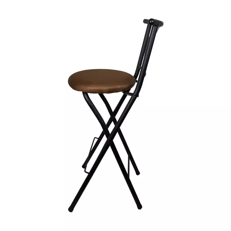 Indoor Metal Folding Stool com Slat Back e Microfiber Seat, Bar Stools, cadeira de cozinha, móveis de mesa