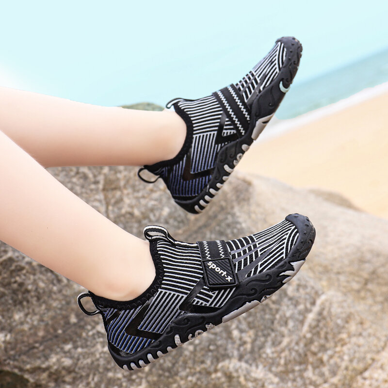 Новая молодежная летняя обувь для кемпинга и походов, быстросохнущие акватуфли для отпуска, детская пляжная обувь для воды, плавательная обувь 25-38 #