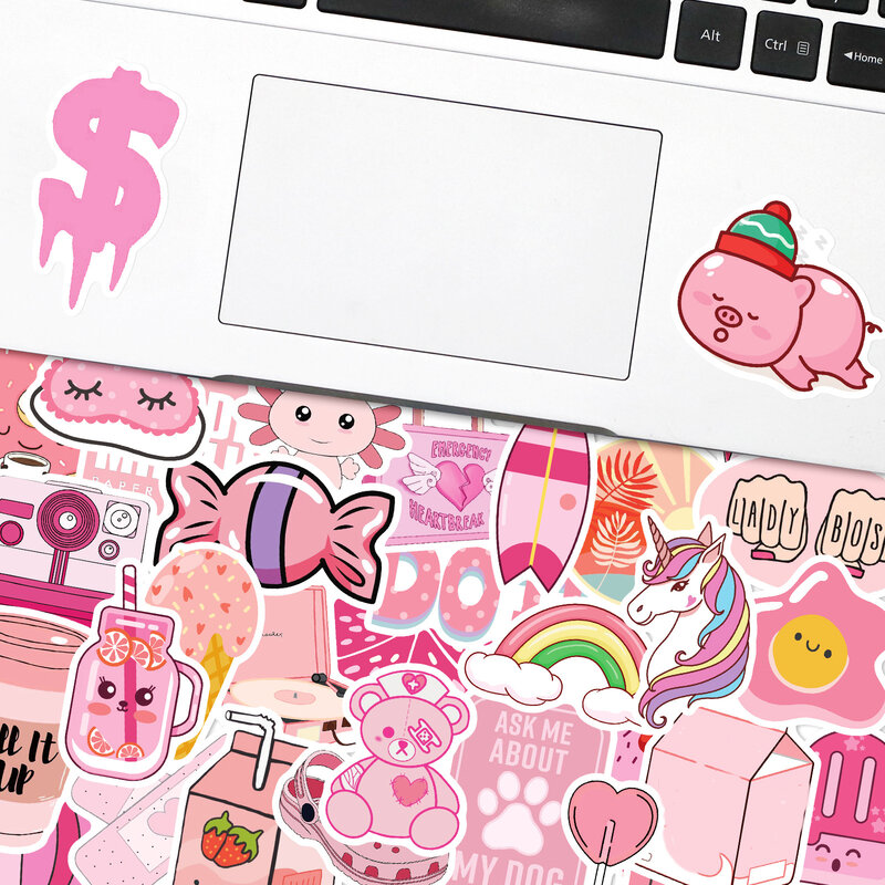핑크 VSCO 소녀 방수 그래피티 스티커, 미적 장식 수하물 노트북 전화 일기 스크랩북, 어린이 스티커, 10 개, 30 개, 50 개